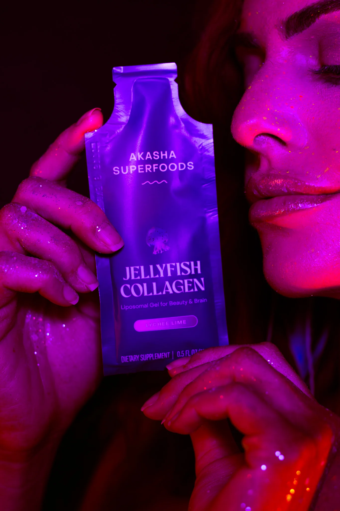 Taking a Jellyfish Collagen packet