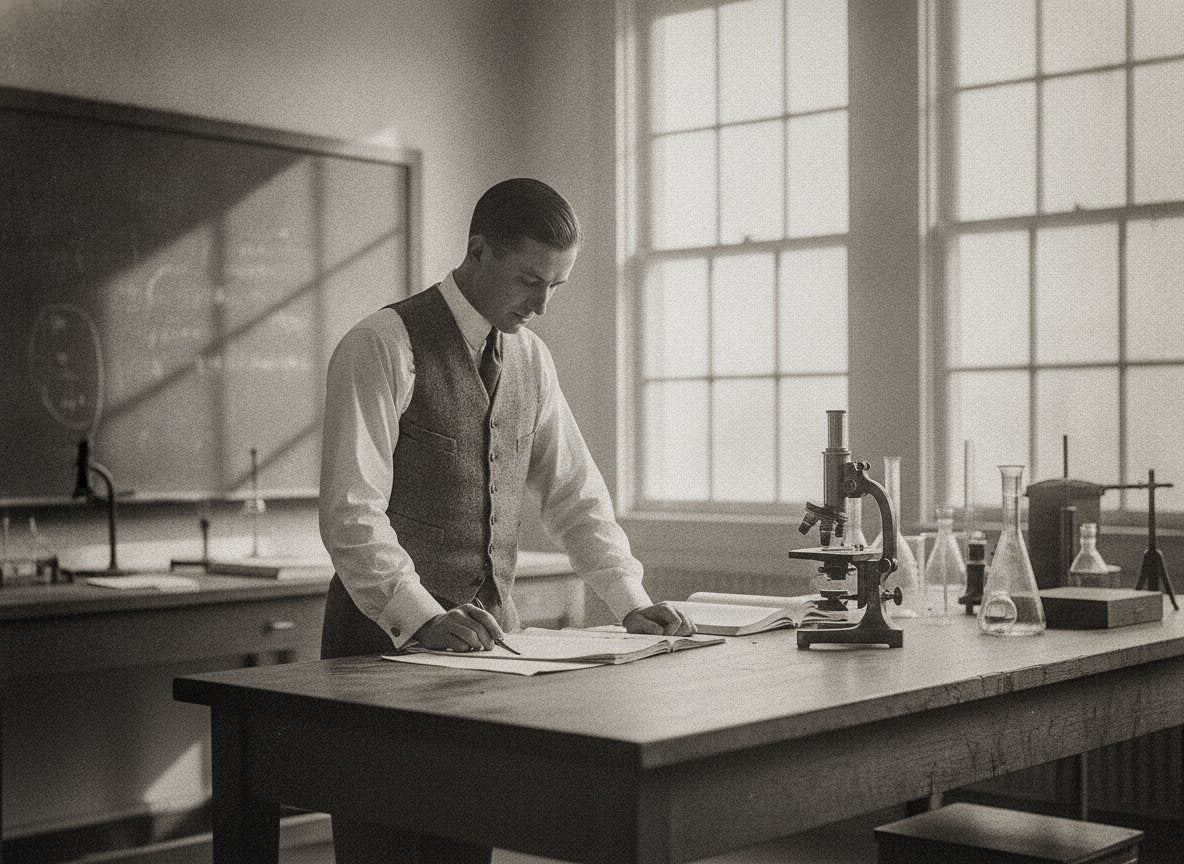 A physiologist at work in a 1930s university laboratory