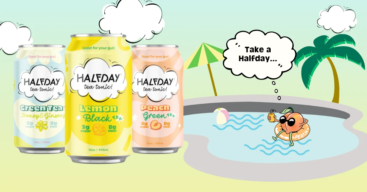 Halfday iced tea sampler pack with lemon, peach and green tea