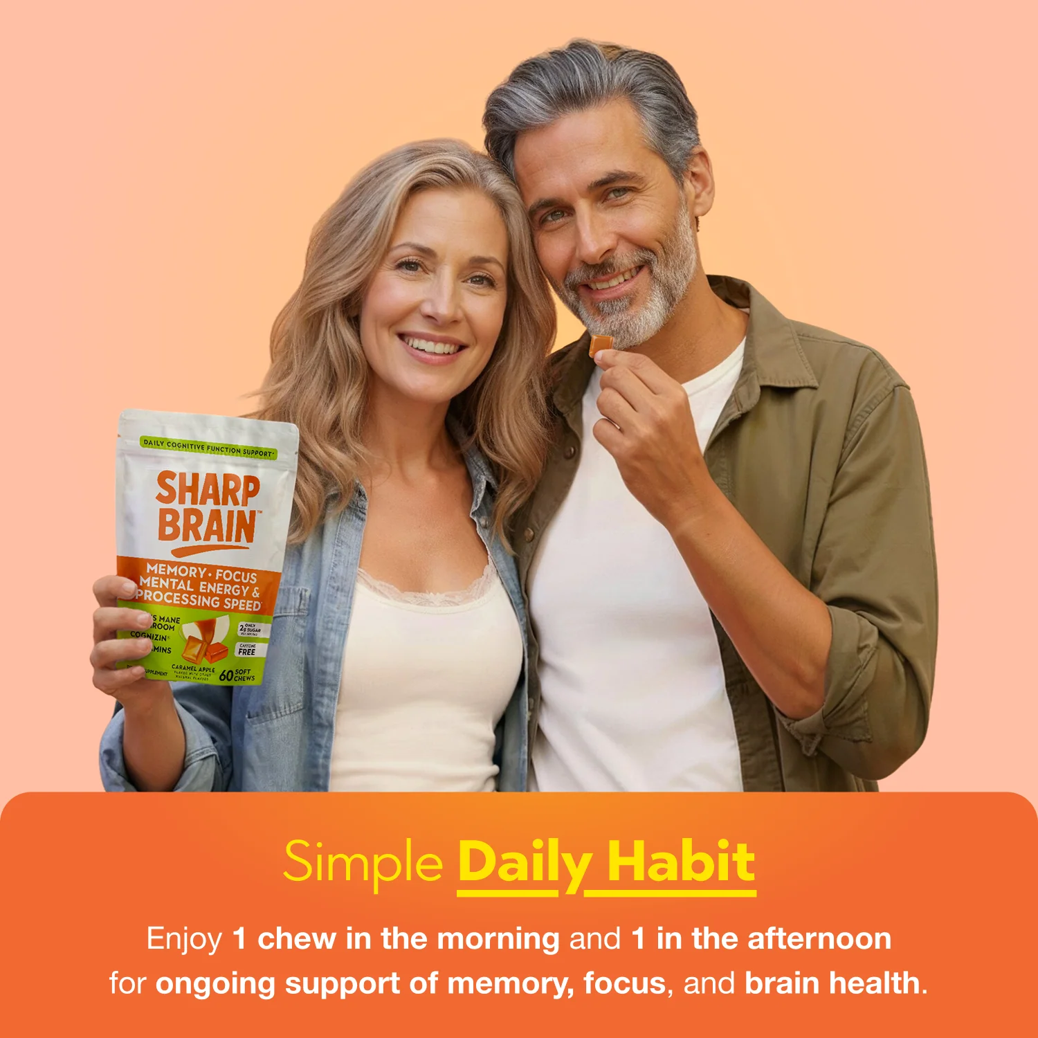 Sharp Brain Chews with Lion's Mane & Cognizin® Citicoline — Caramel Apple Flavor