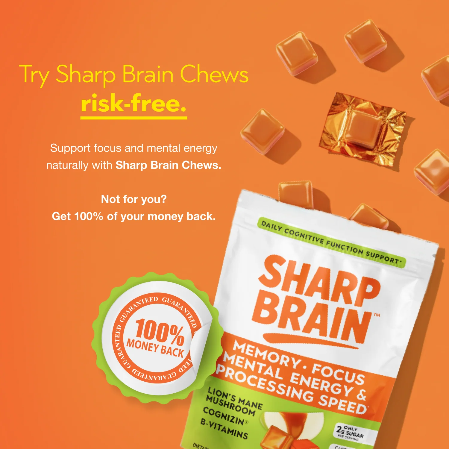Sharp Brain Chews with Lion's Mane & Cognizin® Citicoline — Caramel Apple Flavor