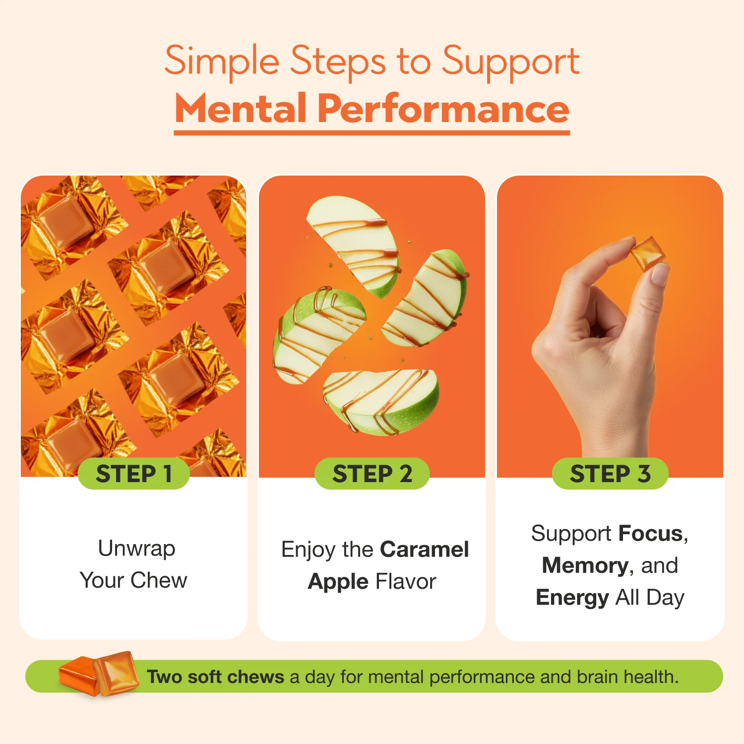 Sharp Brain Chews with Lion's Mane & Cognizin® Citicoline — Caramel Apple Flavor