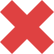 A large, slightly blurry red X icon on a white background.
