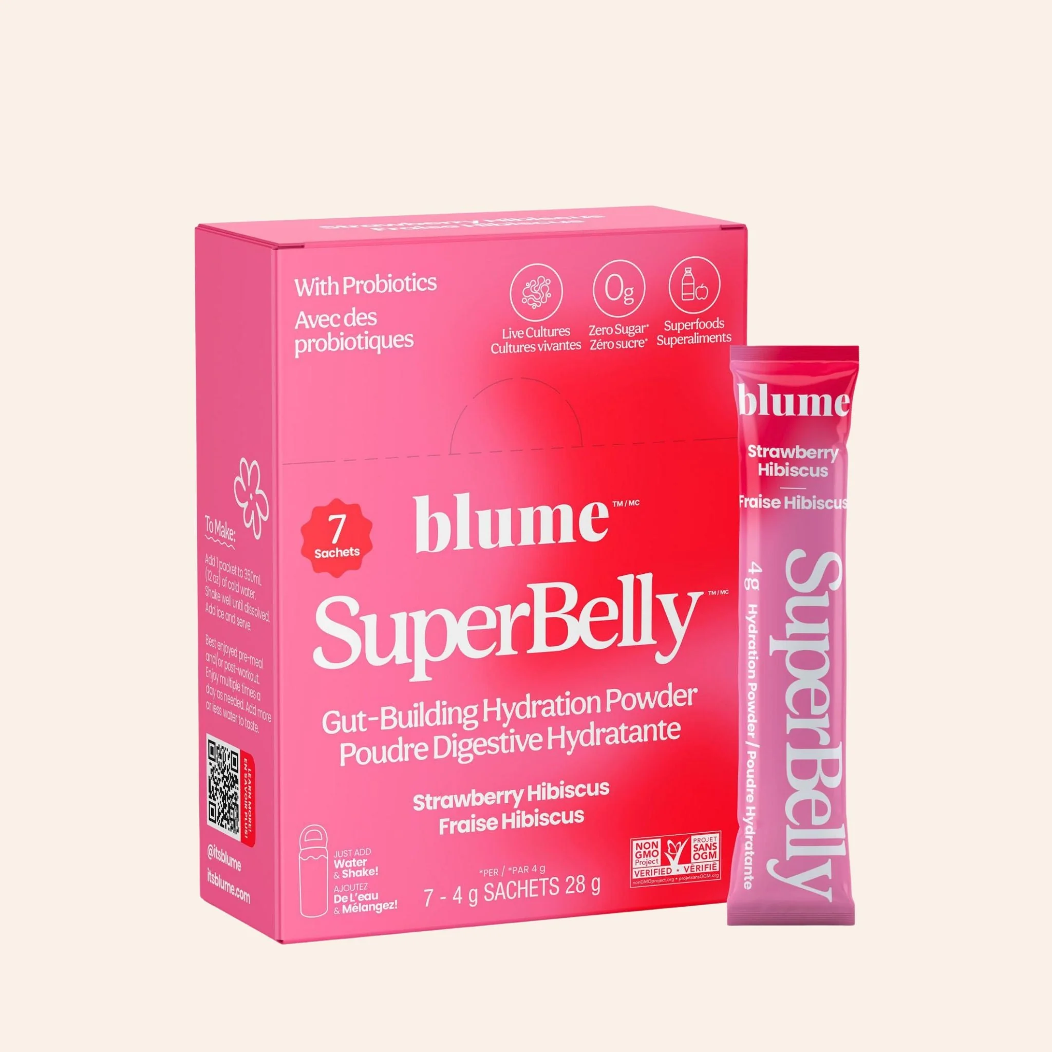 BLUME SuperBelly Hydration Powder Strawberry Hibiscus (7 Sachet Pack)